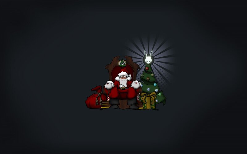 Santa Claus and Christmas Tree — Black