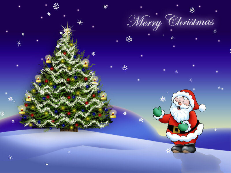 Santa Claus and Christmas Tree — Blue