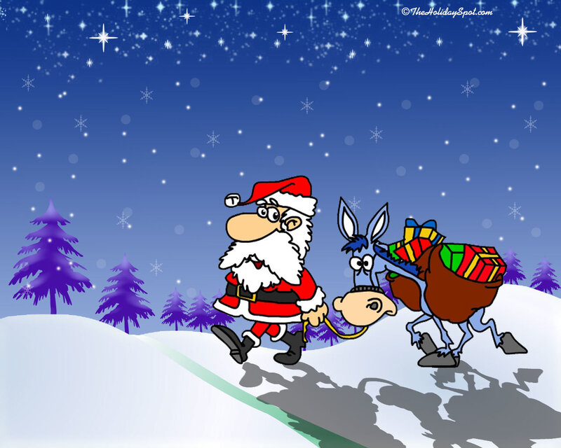 Santa Claus and Donkey