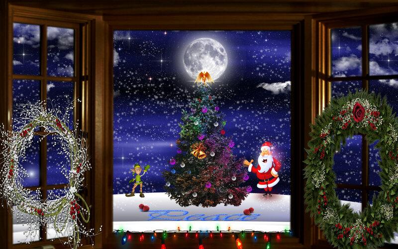 Santa Claus and Elf — Blue