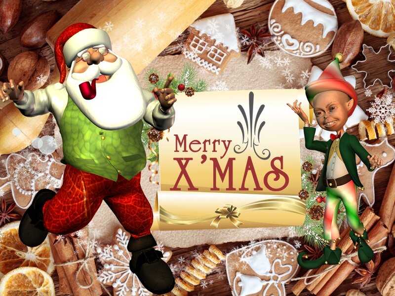 Santa Claus and Elf — Green