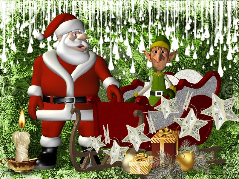 Santa Claus and Elf — Red