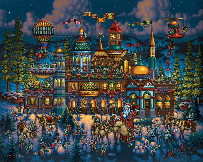 Santa Claus and Elves — Blue, Festive