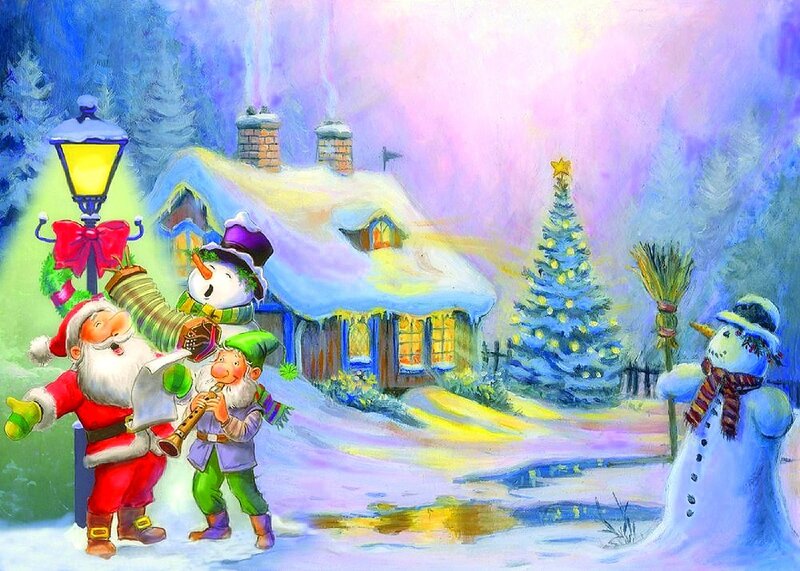Santa Claus and Elves — Blue