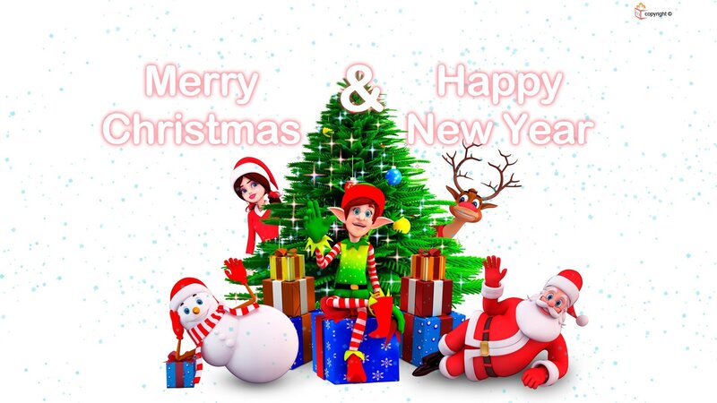 Santa Claus and Elves — Red, Festive, Winter, 3d Render