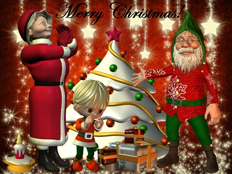 Santa Claus and Elves — Red