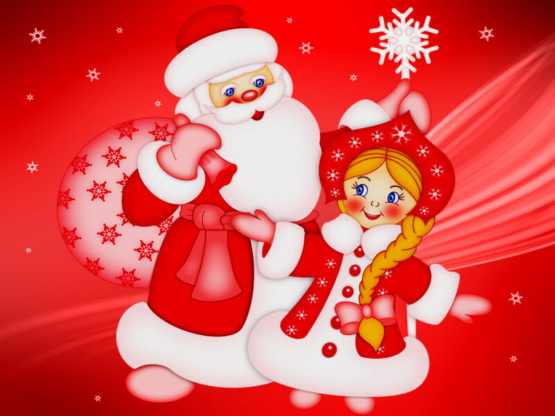 Santa Claus and Girl — Red, Festive