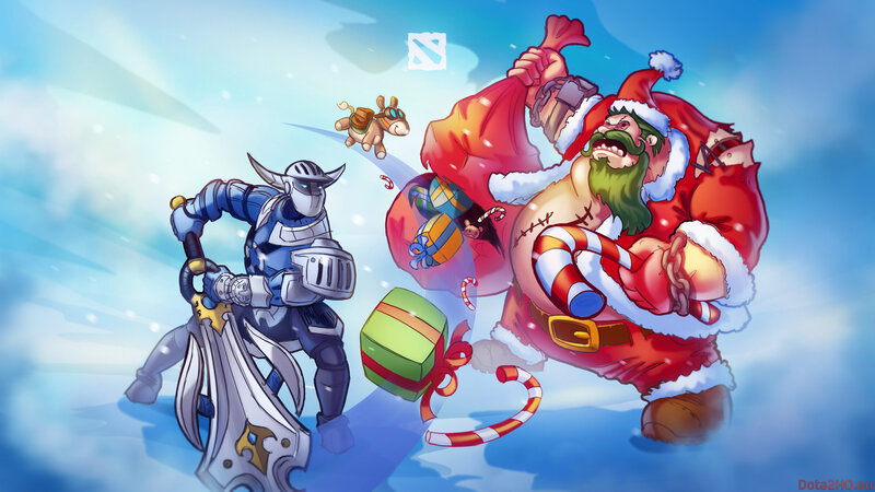 Santa Claus and knight in battle