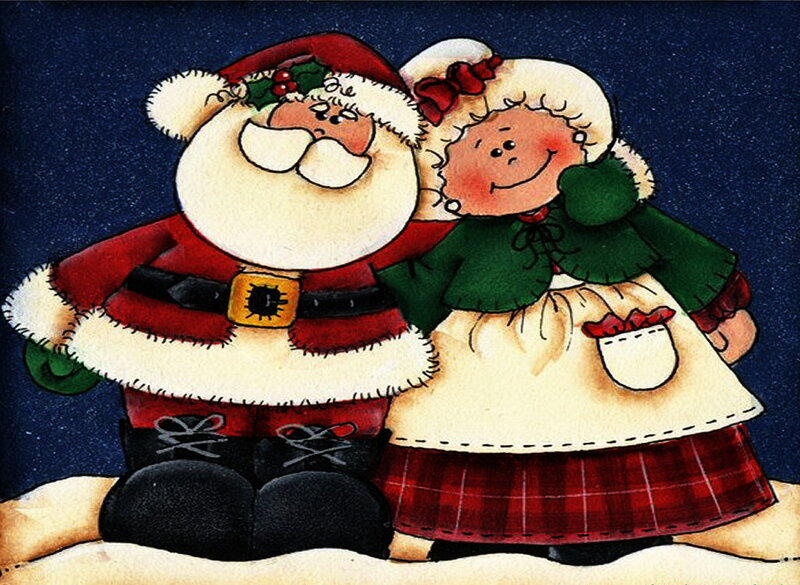 Santa Claus and Mrs. Claus — Red, Festive, Night