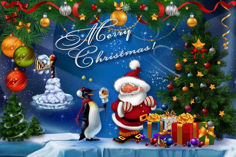 Santa Claus and Penguin