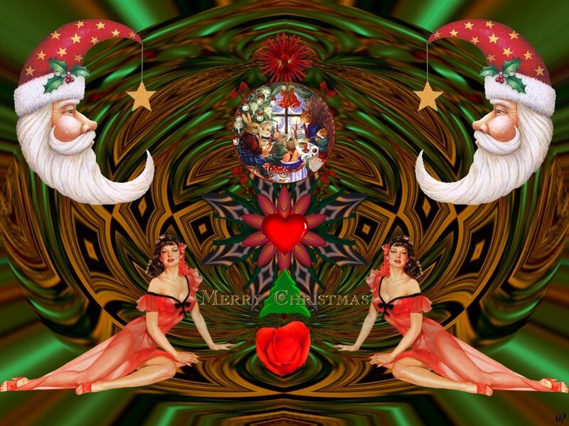Santa Claus and Pin-up Women