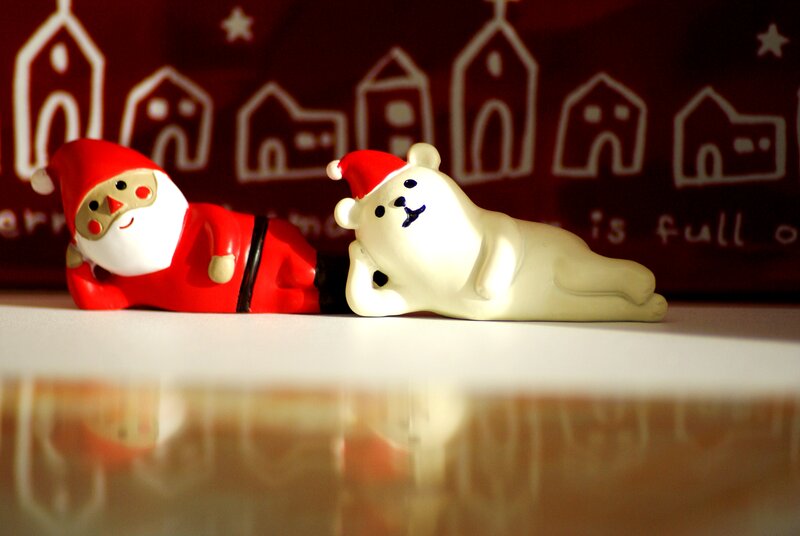 Santa Claus and Polar Bear Figurines