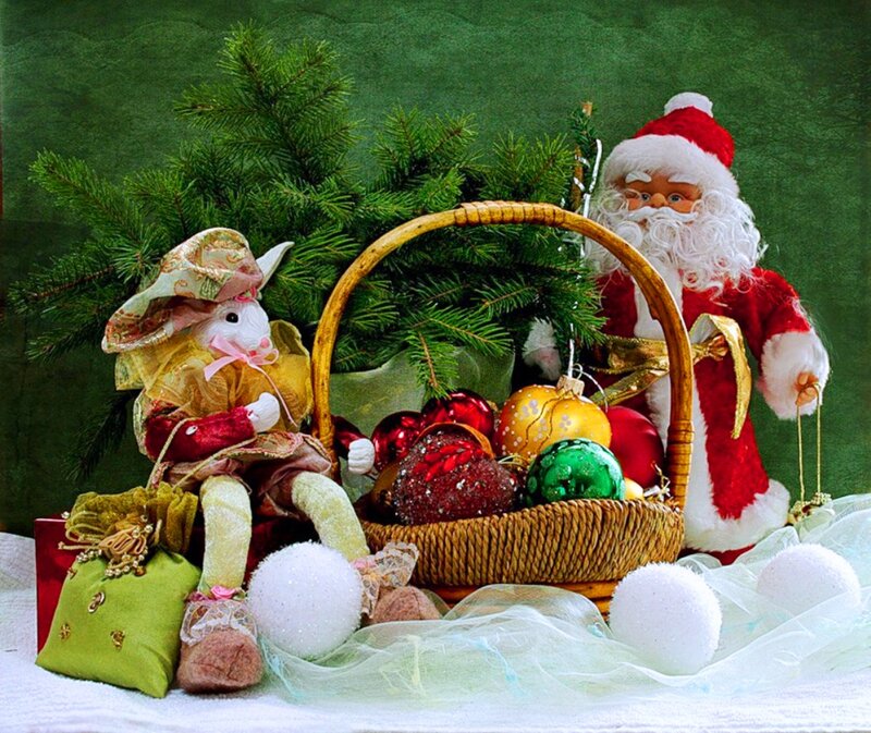 Santa Claus and Rabbit Figurine