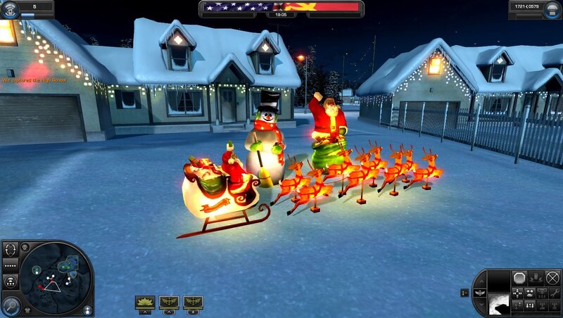 Santa Claus and Reindeer — Blue, Festive