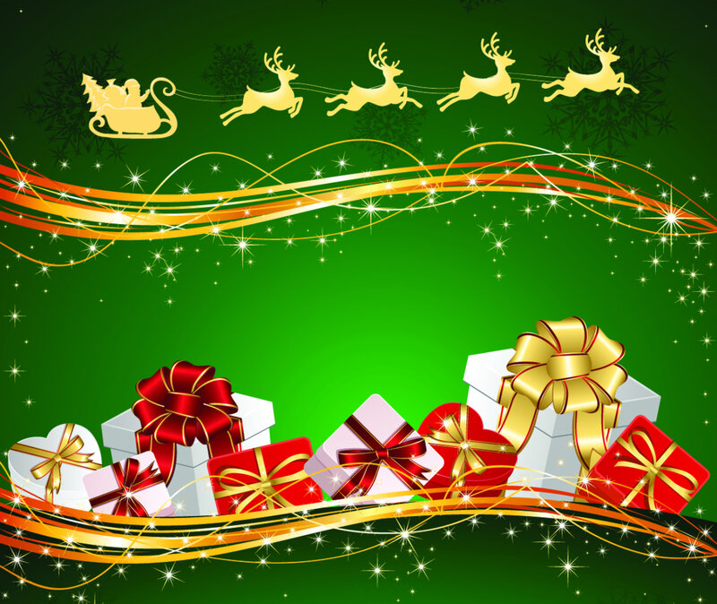 Santa Claus and Reindeer — Green