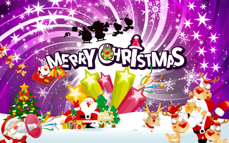 Santa Claus and Reindeer — Purple, Festive