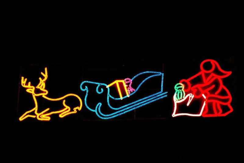 Santa Claus and Reindeer — Red, Festive, Night