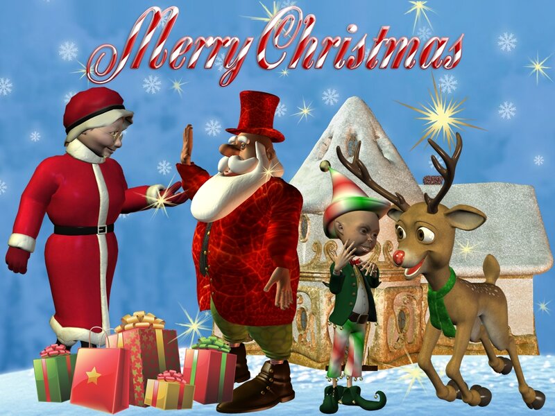 Santa Claus and Reindeer — Red, Festive, Winter, 3d Render