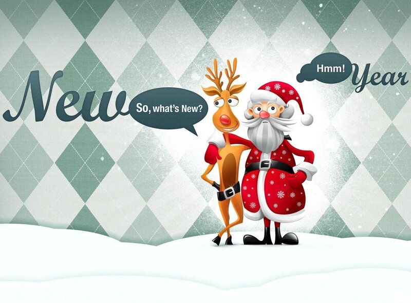 Santa Claus and Reindeer — Red, Festive, Winter, Digital Art, Snow