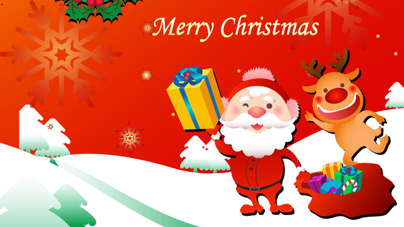 Santa Claus and Reindeer — Red, Festive, Winter