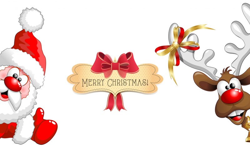 Santa Claus and Reindeer — Red, Festive, Winter, Vector Art