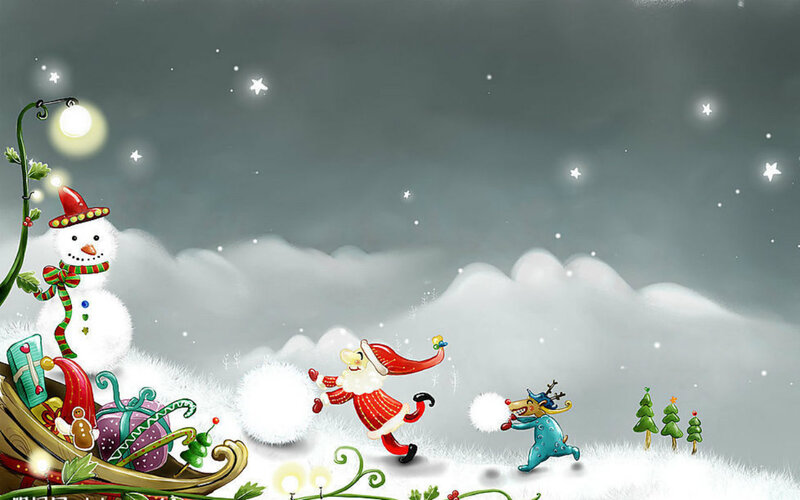 Santa Claus and Reindeer — White, Festive