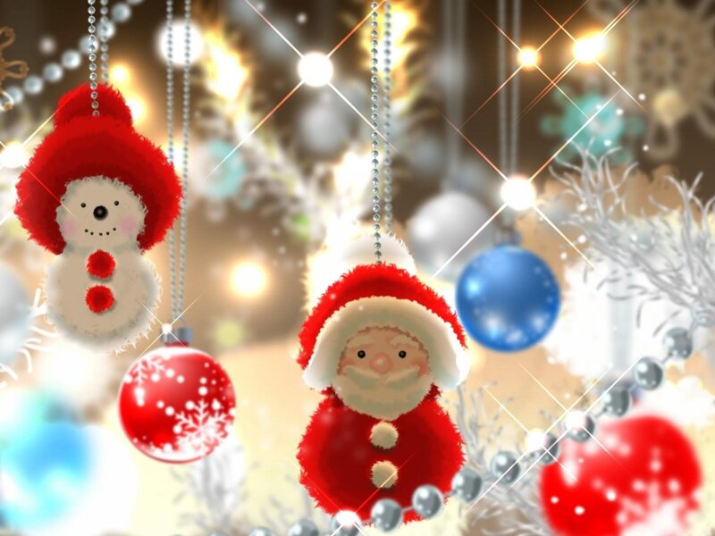 Santa Claus and Snowman Ornaments — Red, Festive