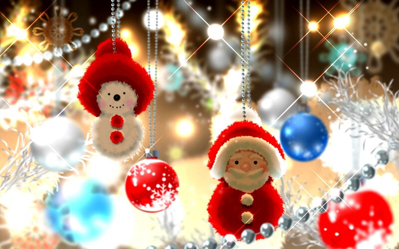Santa Claus and Snowman Ornaments