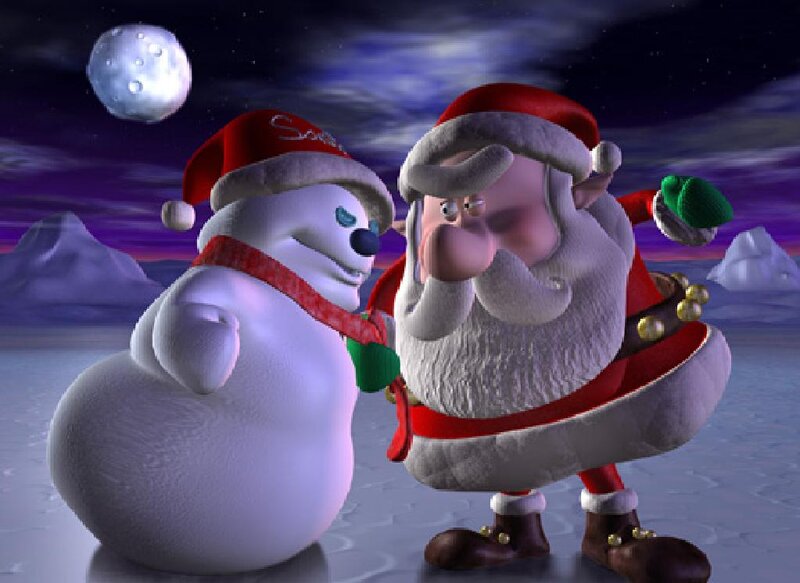 Santa Claus and Snowman — Purple