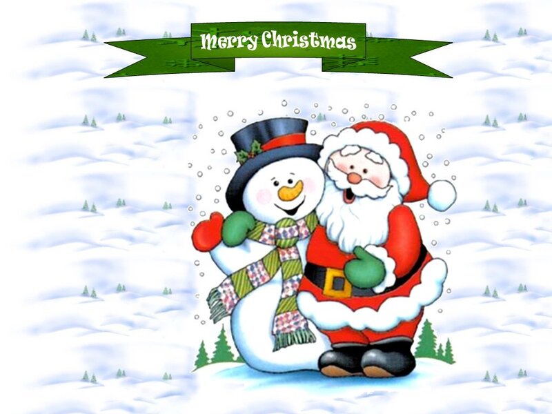 Santa Claus and Snowman — White