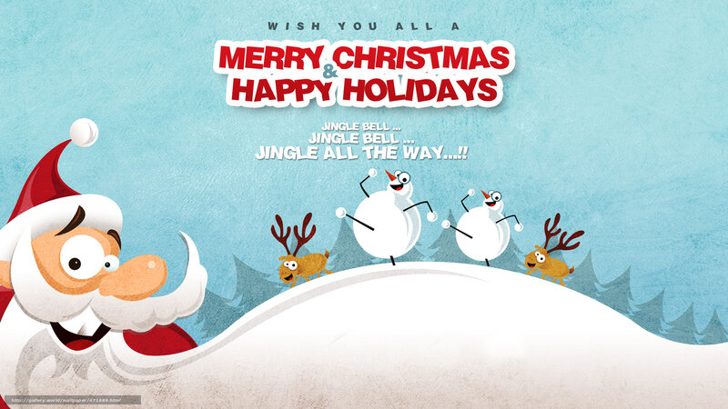 Santa Claus and Snowmen — Blue