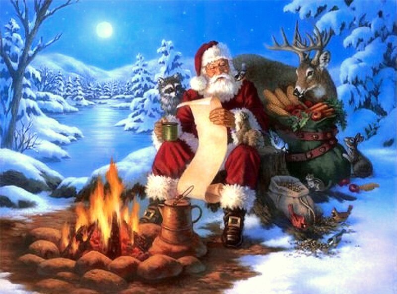 Santa Claus at Campfire