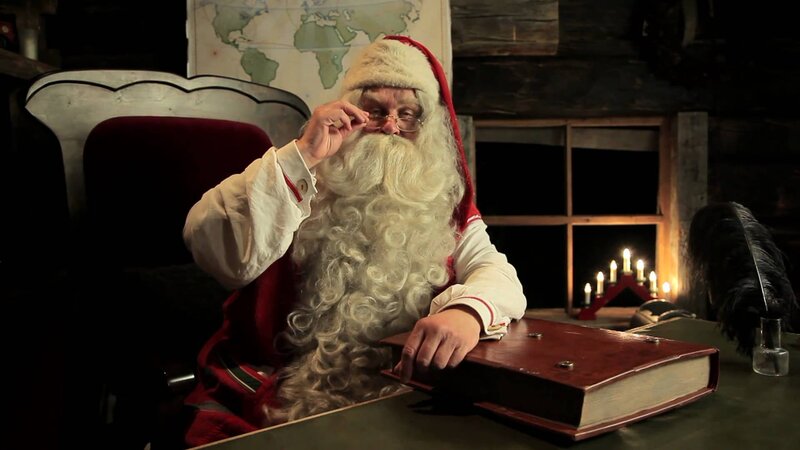 Santa Claus at Desk — Red, Dramatic