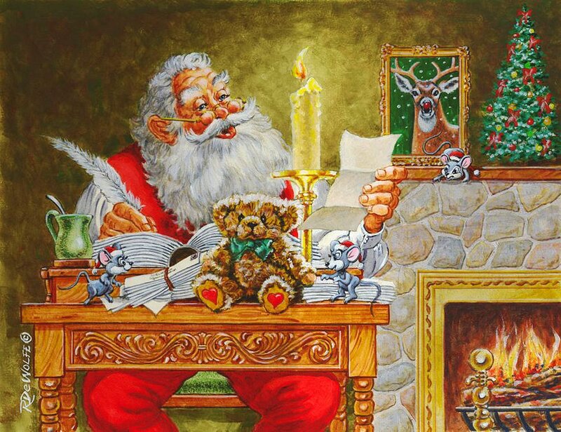 Santa Claus at Desk — Red, Festive