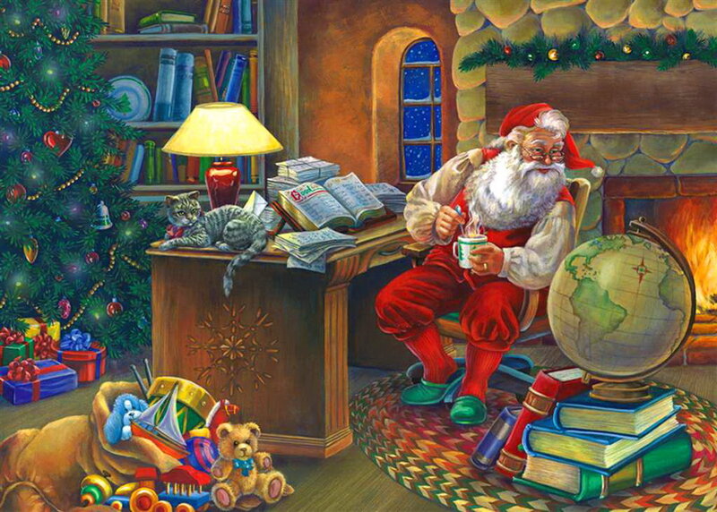Santa Claus at Desk — Red