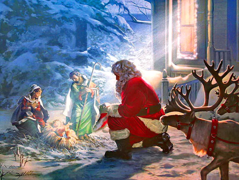 Santa Claus at Nativity Scene