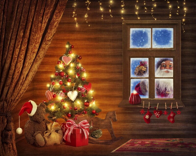 Santa Claus at Window — Brown