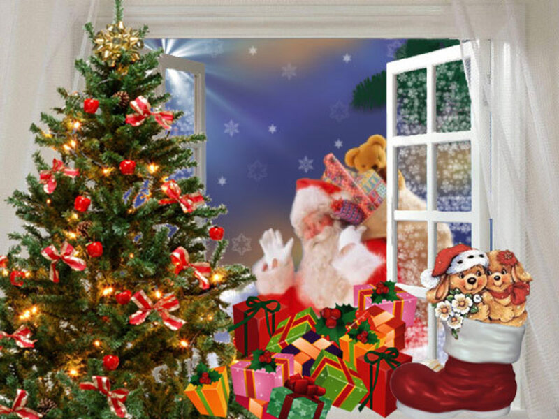 Santa Claus at Window — Green