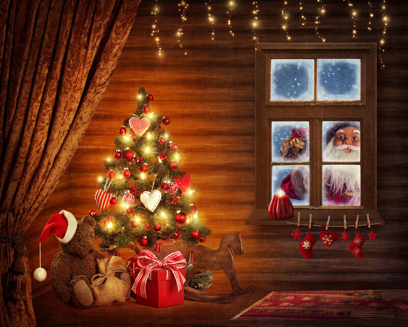 Santa Claus at Window — Red, Cozy