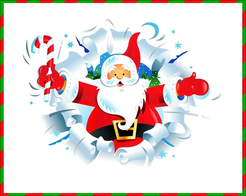 Santa Claus Breaking Through — Red, Festive