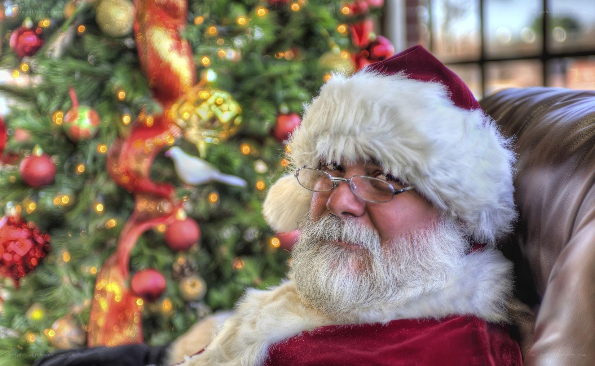 Santa Claus by Christmas tree