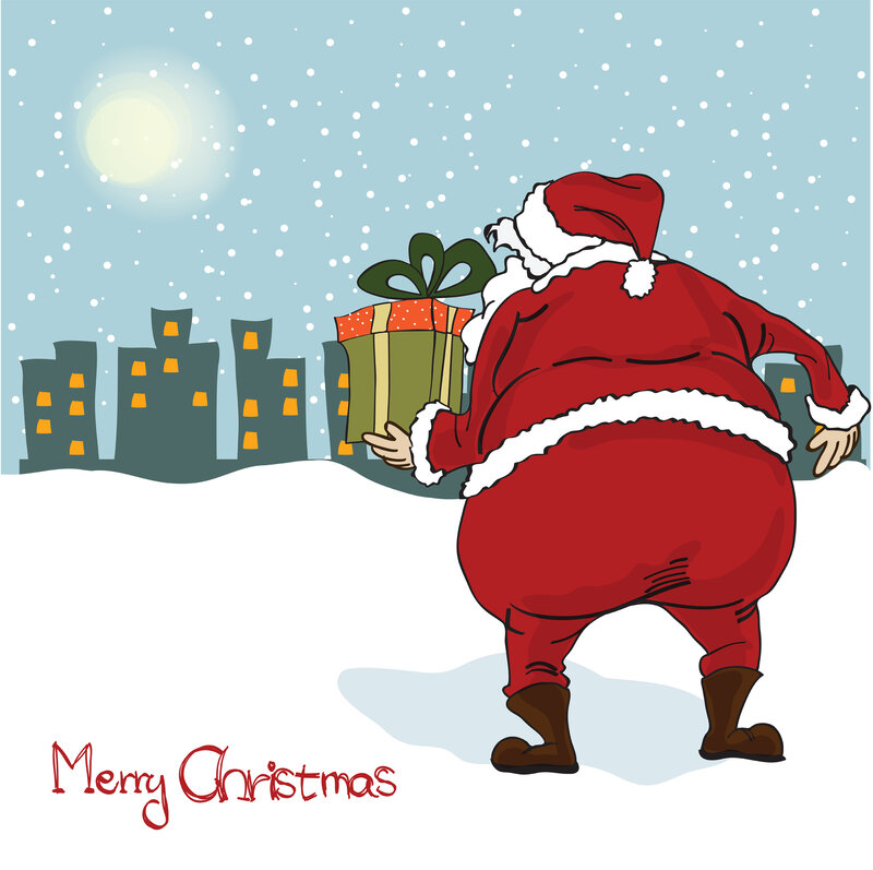 Santa Claus Carrying Gift — Red