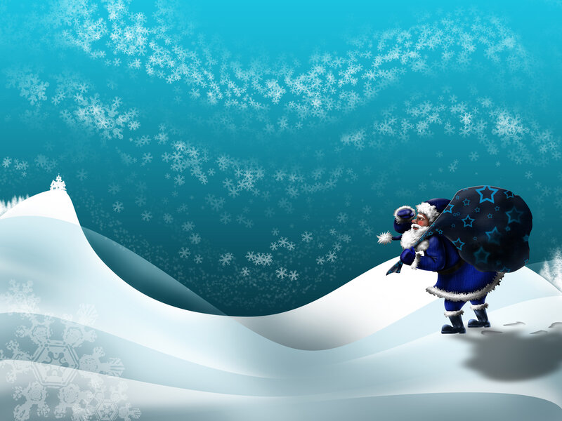 Santa Claus Carrying Sack — Blue