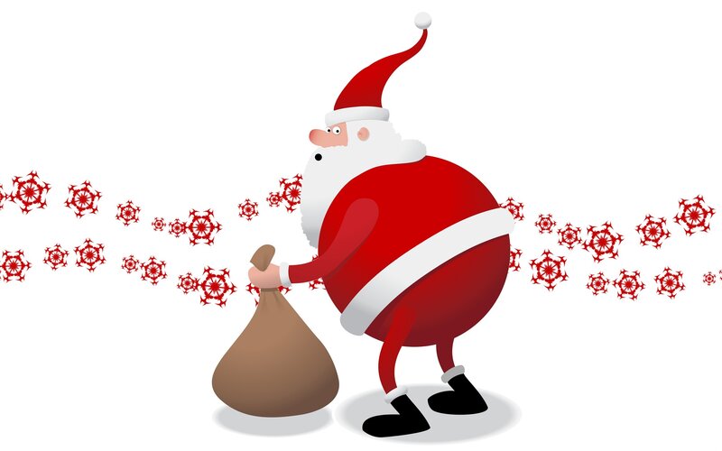 Santa Claus Carrying Sack — Red, Festive