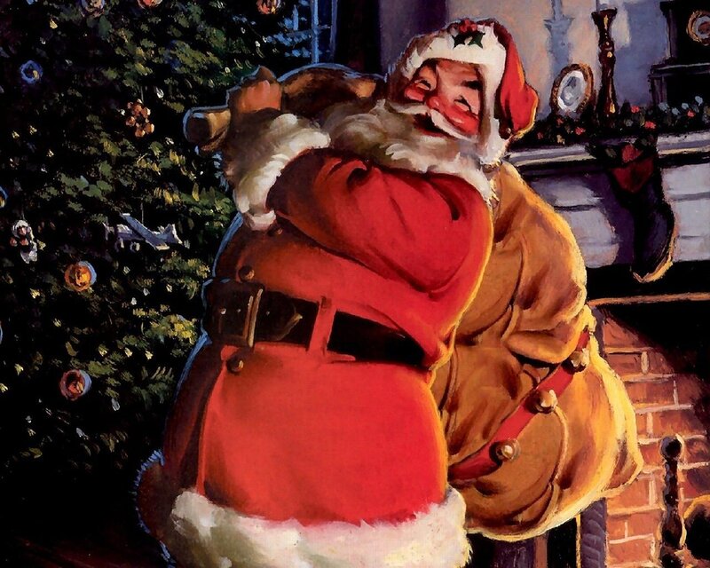 Santa Claus Carrying Sack — Red