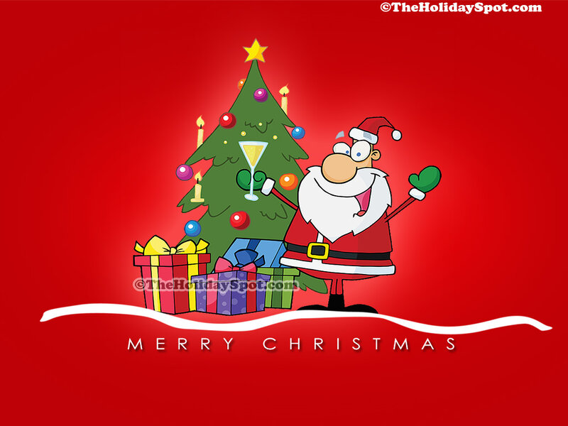Santa Claus Cartoon — Red, Festive, Winter, Illustration