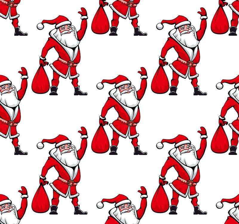 Santa Claus Cartoon — Red, Festive, Winter, Vector Art, Sack