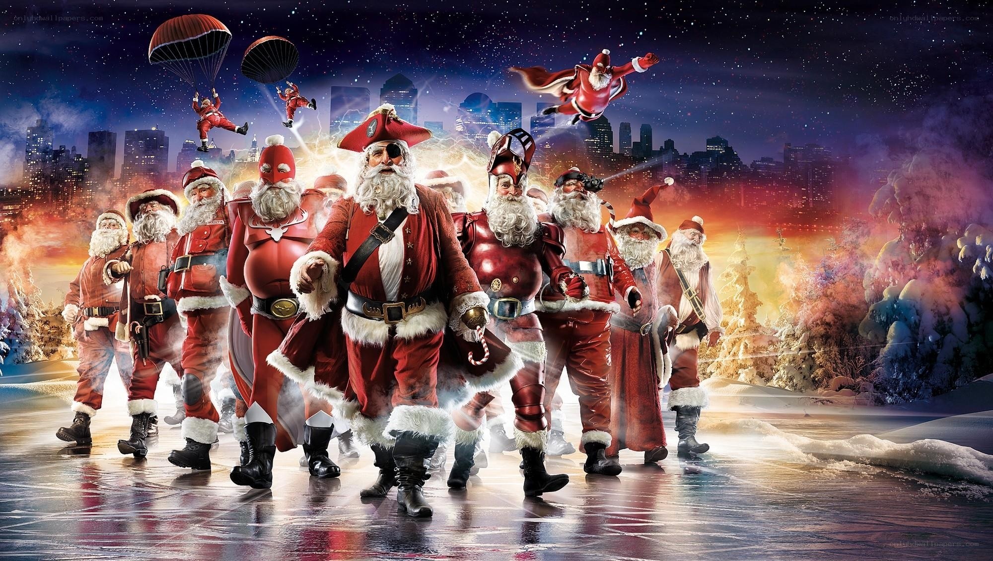 Santa Claus characters in action