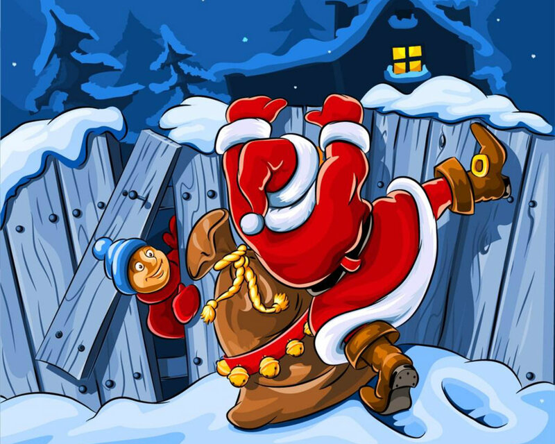 Santa Claus Climbing Fence
