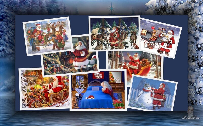 Santa Claus Collage — Blue